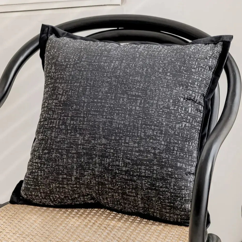 Luxury cream & black camellia jacquard pillow cover living room