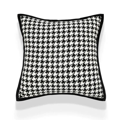 Luxury cream & black camellia jacquard pillow cover living room