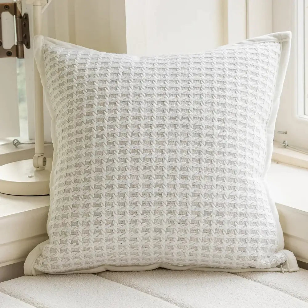 Luxury cream & black camellia jacquard pillow cover living room