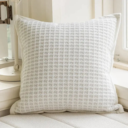 Luxury cream & black camellia jacquard pillow cover living room