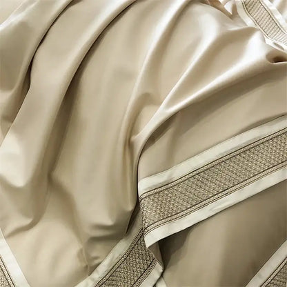 Luxury cream & gold 1000tc luxury embroidery bedding set bedroom