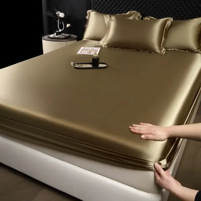 Luxury cream mulberry silk fitted sheet set – bedroom bed linen