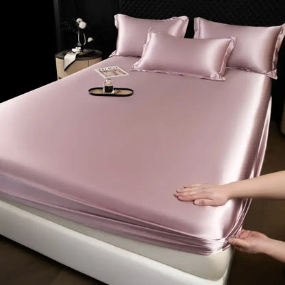 Luxury cream mulberry silk fitted sheet set – bedroom bed linen
