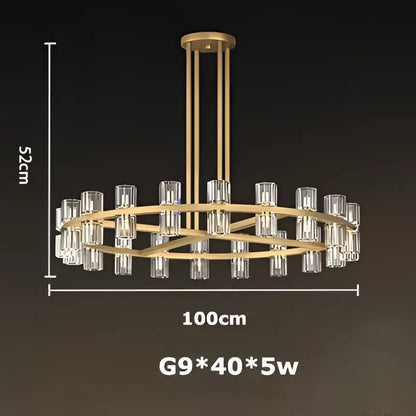 Luxury crystal black gold pendant light living room chandelier