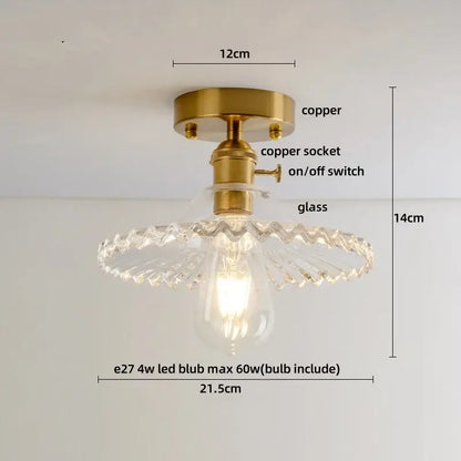 Luxury crystal glass ceiling light bedroom brass teardrop decor