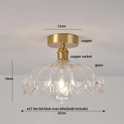 Luxury crystal glass ceiling light bedroom brass teardrop decor