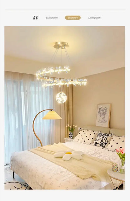 Luxury crystal gold ceiling chandelier living room butterfly lamp