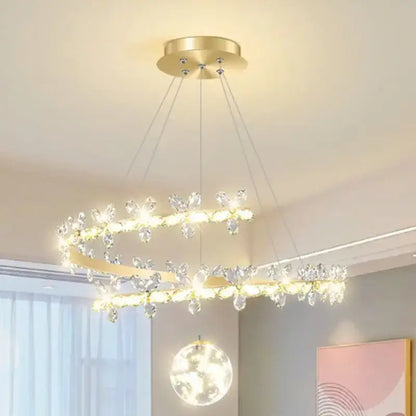 Luxury crystal gold ceiling chandelier living room butterfly lamp