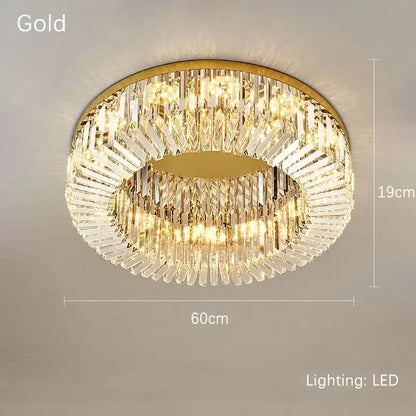 Luxury crystal gold led ring ceiling light dining room chandelier