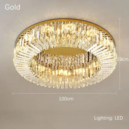 Luxury crystal gold led ring ceiling light dining room chandelier