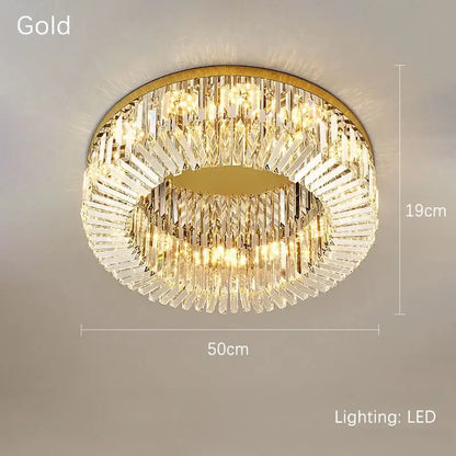Luxury crystal gold led ring ceiling light dining room chandelier