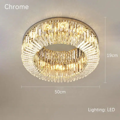Luxury crystal gold led ring ceiling light dining room chandelier
