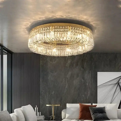 Luxury crystal gold led ring ceiling light dining room chandelier