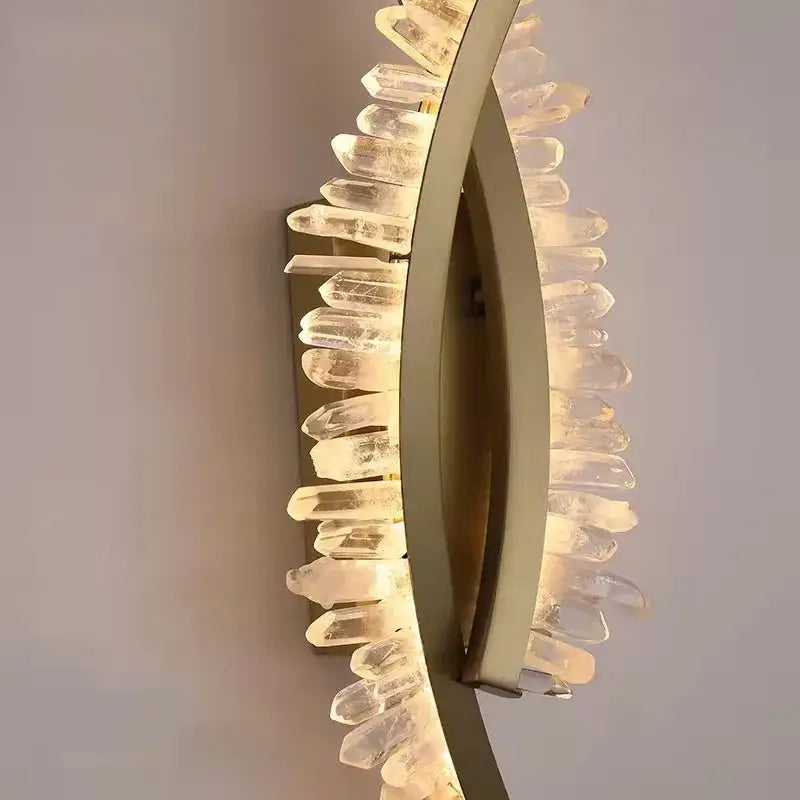 Luxury crystal gold metal wall sconce for living room warm glow