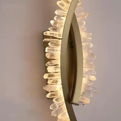 Luxury crystal gold metal wall sconce for living room warm glow