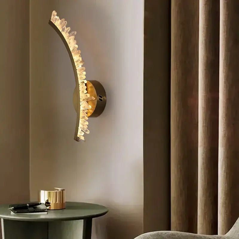 Luxury crystal gold metal wall sconce for living room warm glow