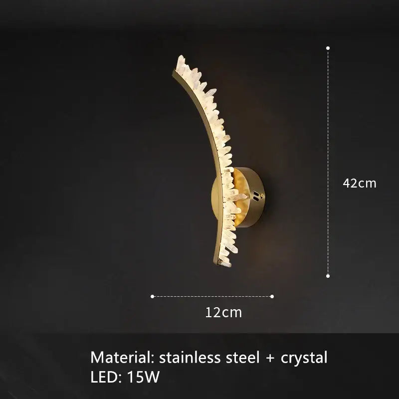 Luxury crystal gold metal wall sconce for living room warm glow