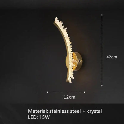 Luxury crystal gold metal wall sconce for living room warm glow