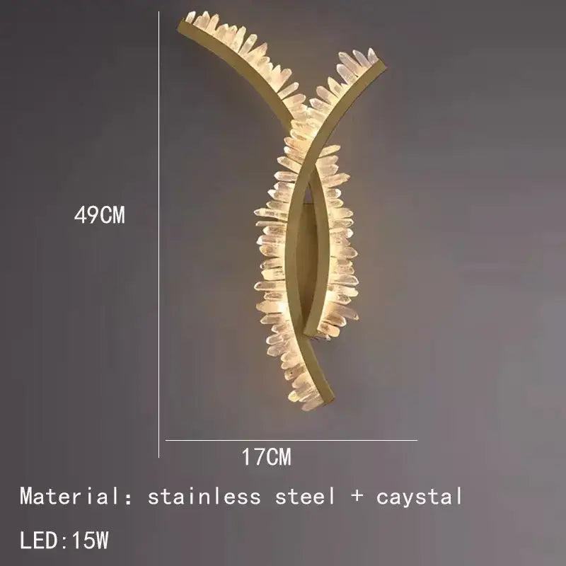 Luxury crystal gold metal wall sconce for living room warm glow