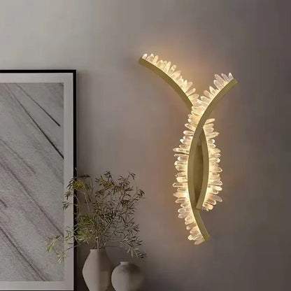 Luxury crystal gold metal wall sconce for living room warm glow
