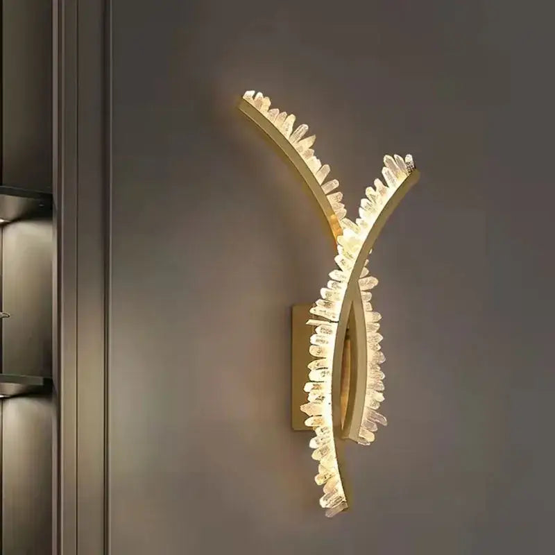 Luxury crystal gold metal wall sconce for living room warm glow