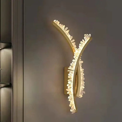 Luxury crystal gold metal wall sconce for living room warm glow