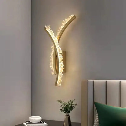 Luxury crystal gold metal wall sconce for living room warm glow