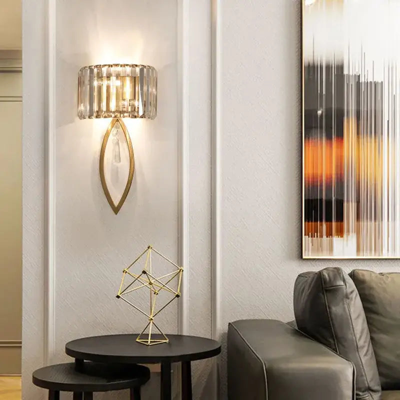 Luxury crystal gold wall lamp for living room and bedroom lighting