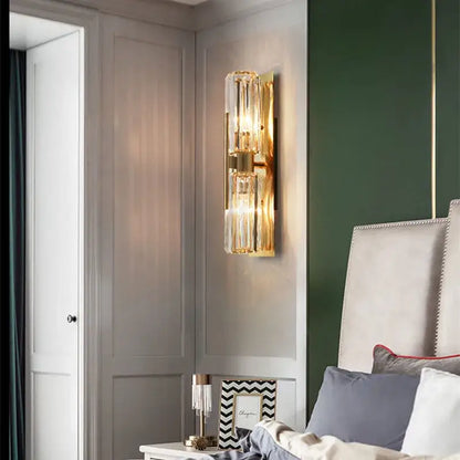 Luxury crystal gold wall lamp for living room and bedroom lighting