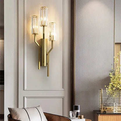 Luxury crystal gold wall lamp for living room and bedroom lighting