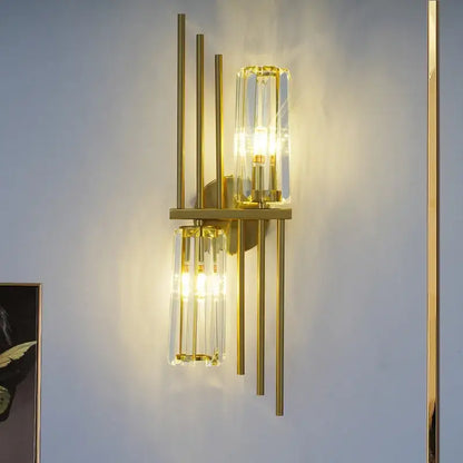 Luxury crystal gold wall lamp for living room and bedroom lighting