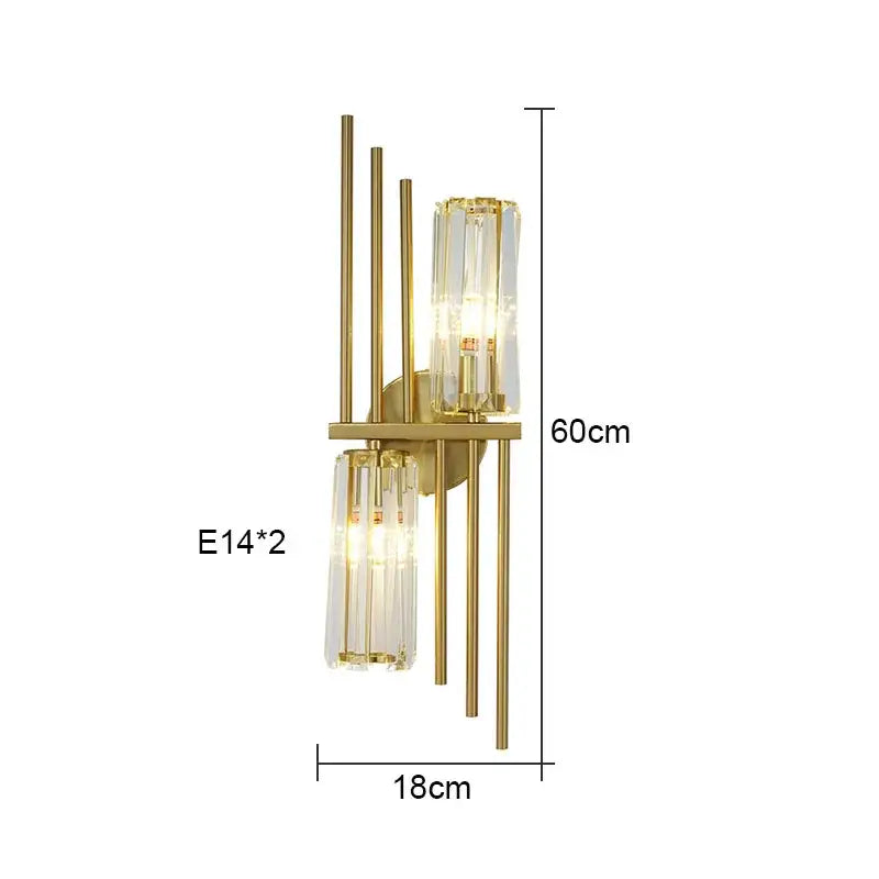 Luxury crystal gold wall lamp for living room and bedroom lighting