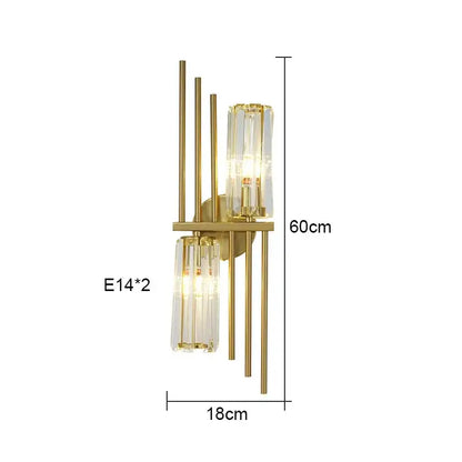 Luxury crystal gold wall lamp for living room and bedroom lighting