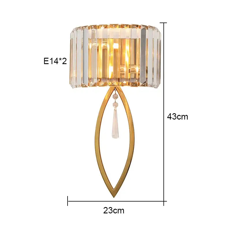 Luxury crystal gold wall lamp for living room and bedroom lighting