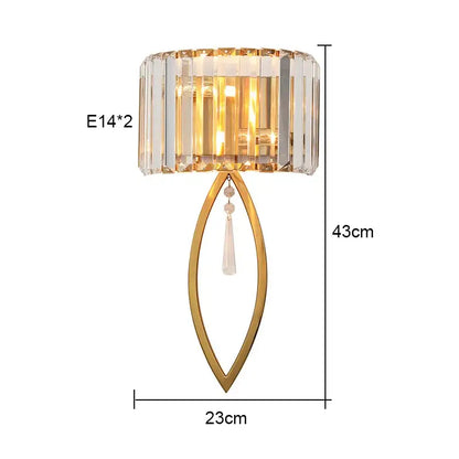 Luxury crystal gold wall lamp for living room and bedroom lighting