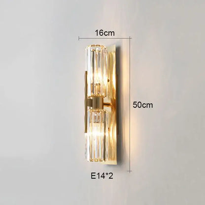 Luxury crystal gold wall lamp for living room and bedroom lighting
