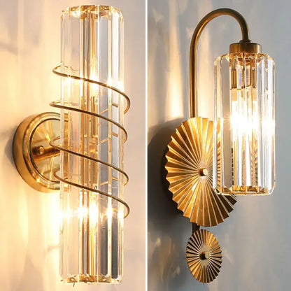 Luxury crystal gold wall lamp for living room and bedroom lighting