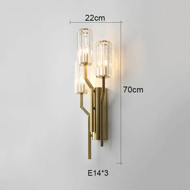 Luxury crystal gold wall lamp for living room and bedroom lighting
