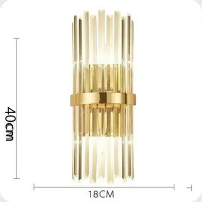 Luxury crystal golden wall lamp bedroom sconce with vertical rods