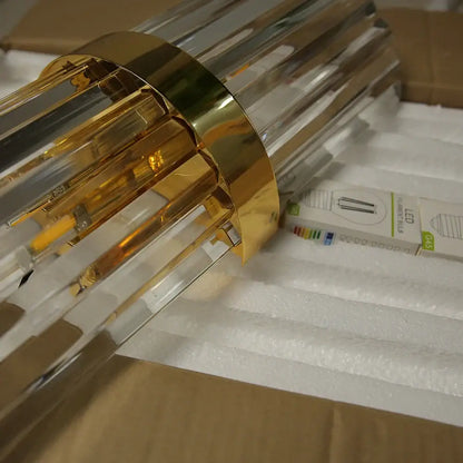 Luxury crystal golden wall lamp bedroom sconce with vertical rods