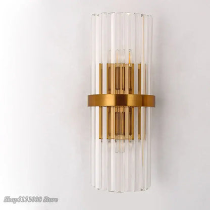 Luxury crystal golden wall lamp living room glass sconce