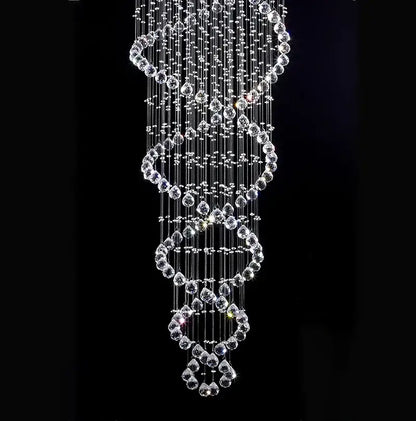 Luxury crystal staircase chandelier bedroom cascading led lighting