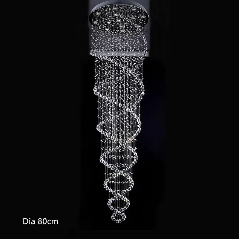 Luxury crystal staircase chandelier bedroom cascading led lighting