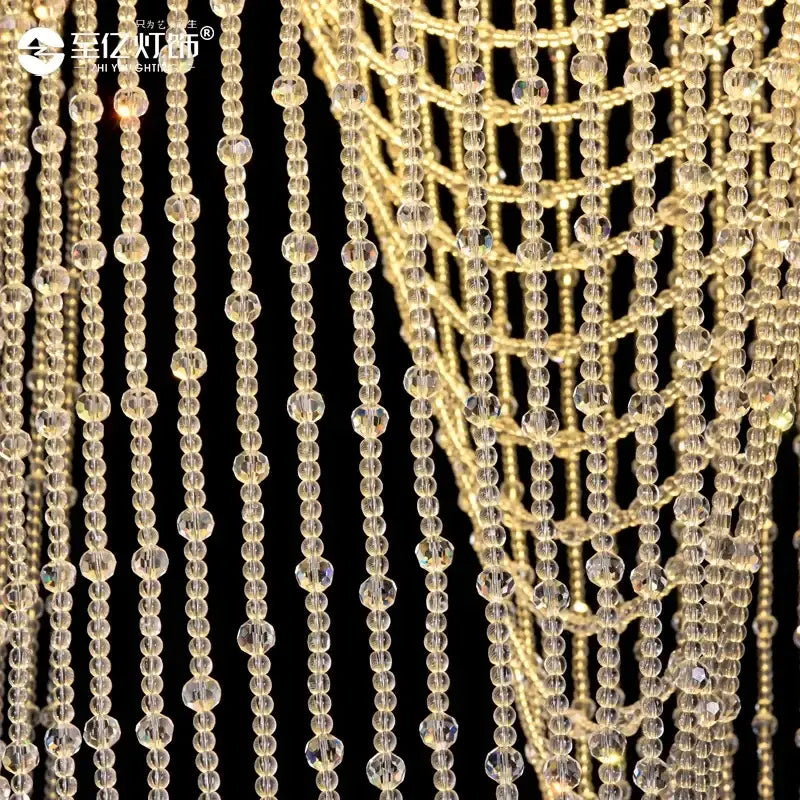 Luxury crystal tassel stair chandelier living room lighting