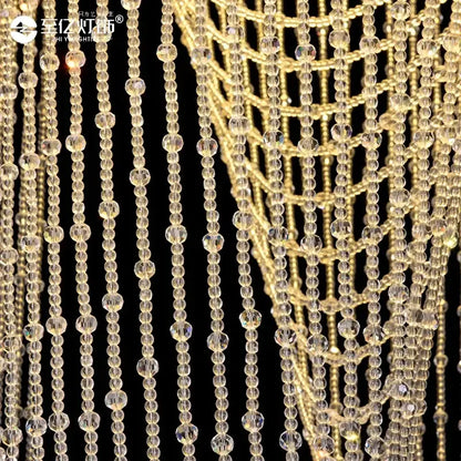 Luxury crystal tassel stair chandelier living room lighting