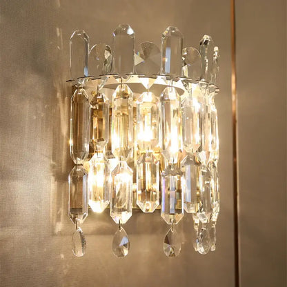 Luxury crystal wall lamp bedroom chandelier sconce with glass prisms