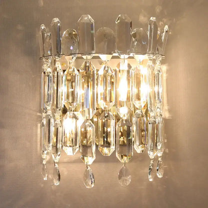 Luxury crystal wall lamp bedroom chandelier sconce with glass prisms