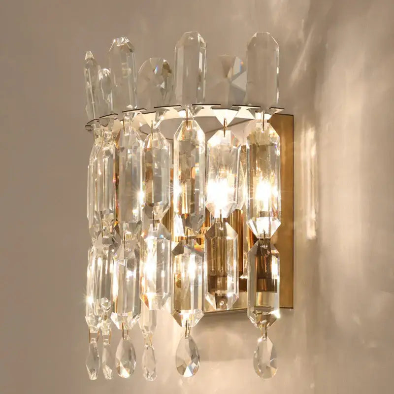 Luxury crystal wall lamp bedroom chandelier sconce with glass prisms