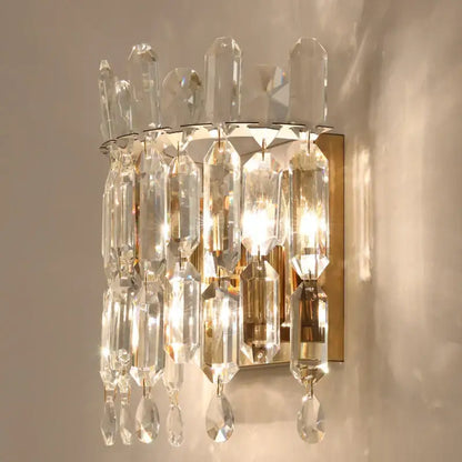 Luxury crystal wall lamp bedroom chandelier sconce with glass prisms