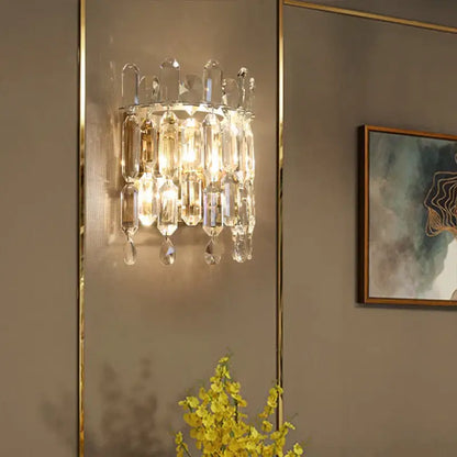 Luxury crystal wall lamp bedroom chandelier sconce with glass prisms